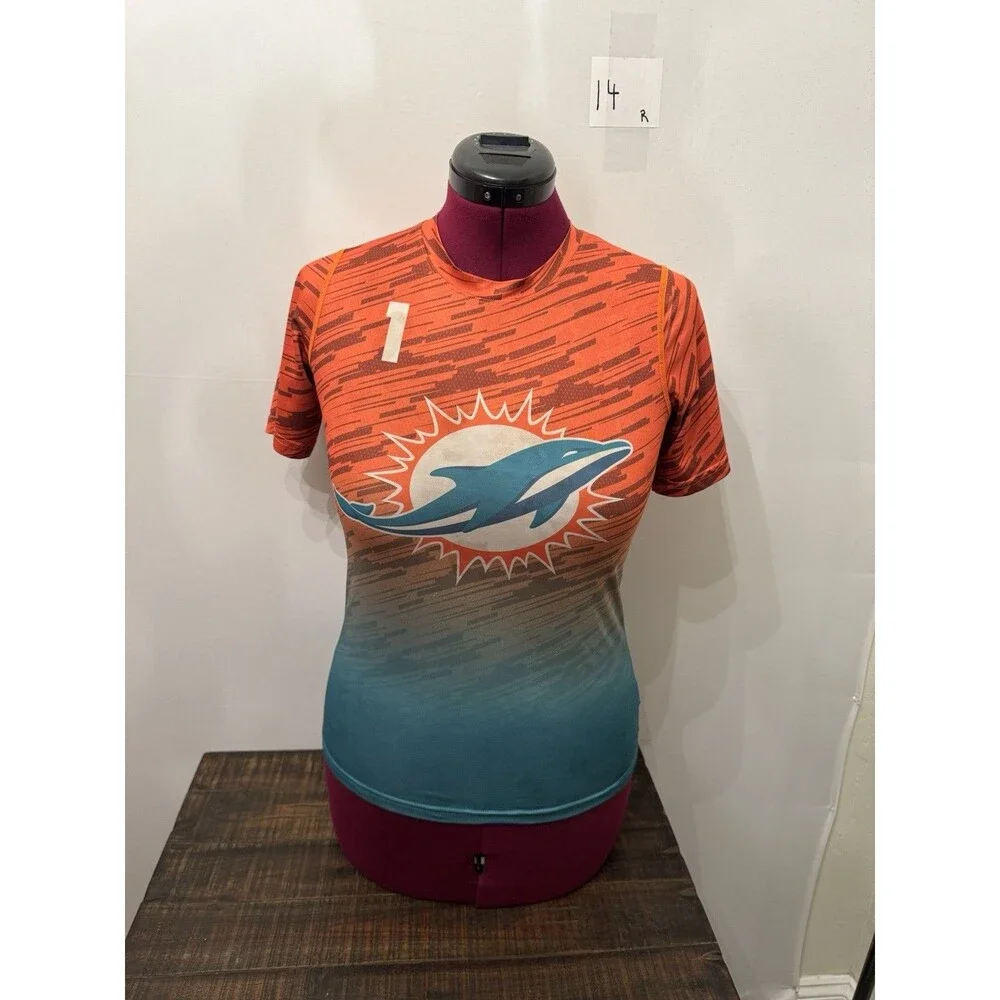 Miami Dolphins Tua Tagovailoa #1 Compression Shirt Youth M Orange NFL Tee